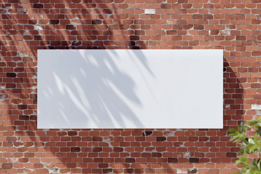Blank banner mounted on a wall